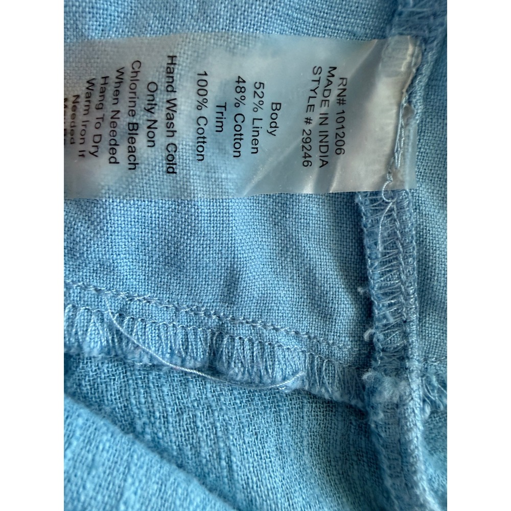Soft Surroundings Blue Linen Blend Henley Tunic Top Asymmetrical Hem Women's 1X - Picture 13 of 13